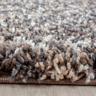 Bij wet fotografie neef Hoogpolig taupe gemeleerd vloerkleed Shaggy Queen 4500 - Vloerkleedoutlet