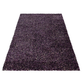 Hoogpolig lila gemeleerd vloerkleed Shaggy Queen 4500