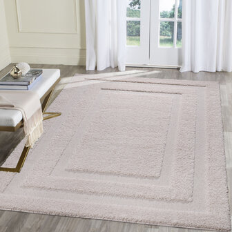 Modern hoogpolig vloerkleed Lima beige 3501