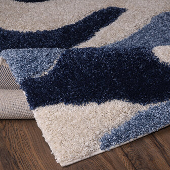 Modern hoogpolig vloerkleed Lima blauw 3509