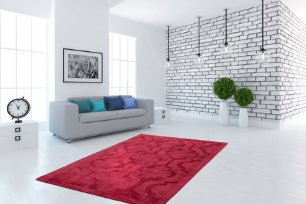 Rood vloerkleed, karpet of tapijt gemaakt van viscose Santarina