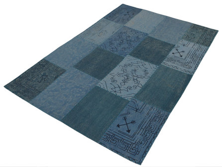 Patchwork vloerkleed Lira Multicolor blauw