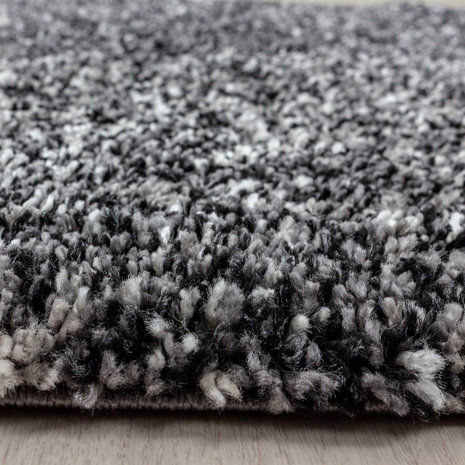 Tol fluweel gekruld Hoogpolig antraciet gemeleerd vloerkleed Shaggy Queen 4500 -  Vloerkleedoutlet