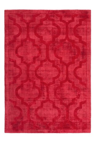 Rood vloerkleed, karpet of tapijt gemaakt van viscose Santarina