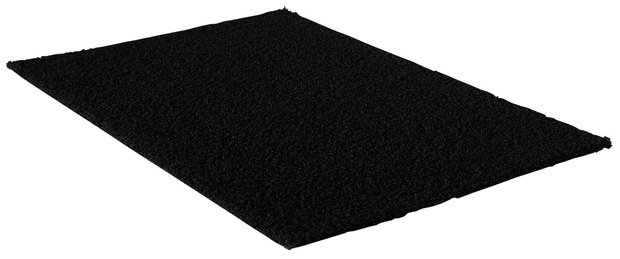 Zwart hoogpolig vloerkleed of karpet Seram 1300