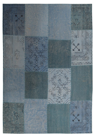 Patchwork vloerkleed Lira Multicolor blauw